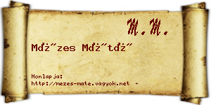 Mézes Máté névjegykártya
