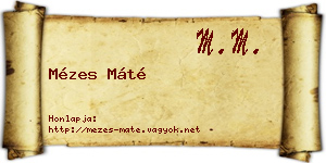 Mézes Máté névjegykártya